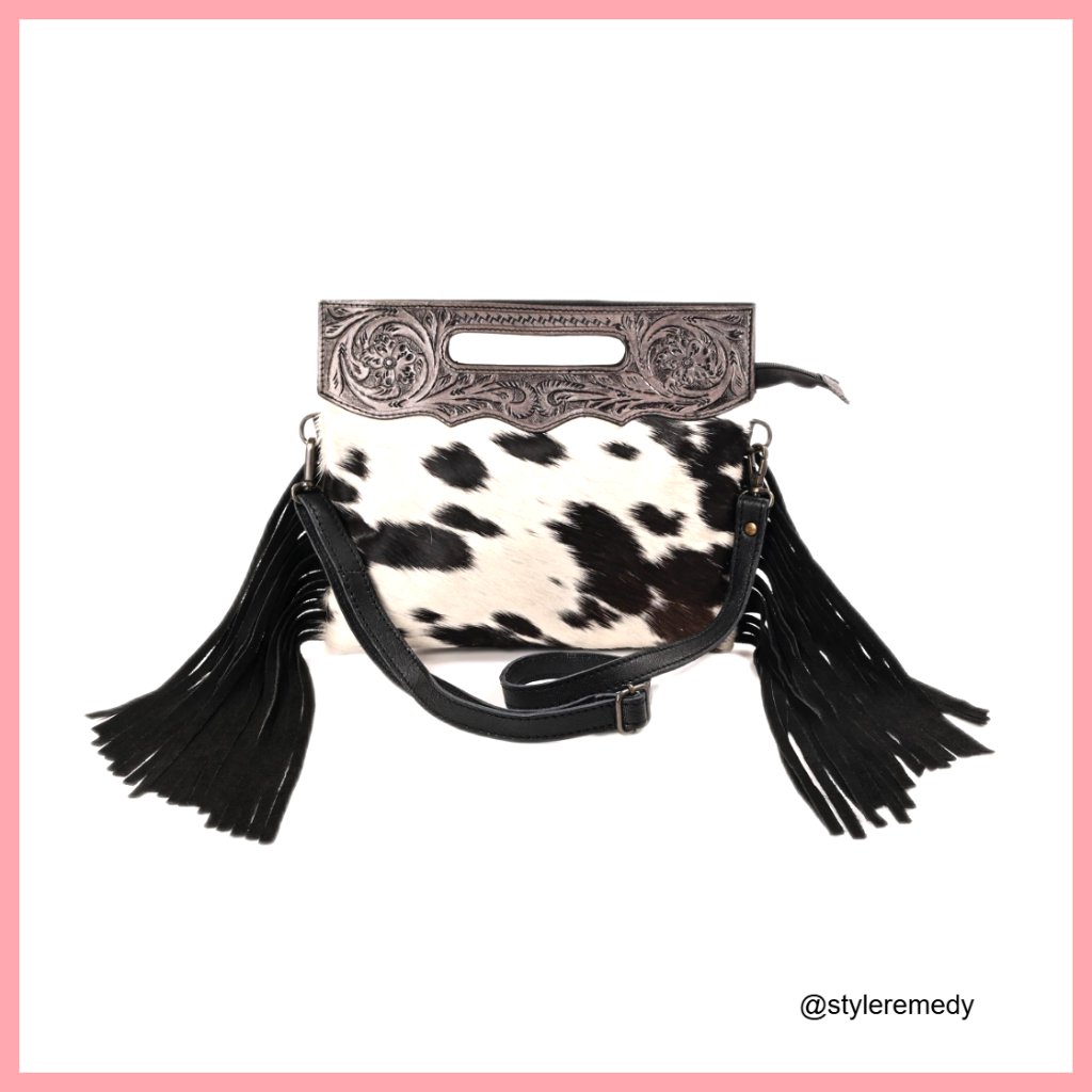 Natural Cowhide Leather Crossbody Sling Bag Adjustable Detachable Strap